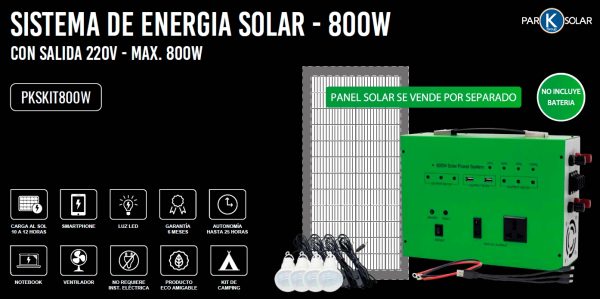 GENERADOR SOLAR 220V - 800W PKSKIT800W - Imagen 4